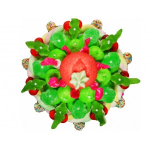 GATEAU DE BONBONS TRESSE VERT 22 CENTIMETRES