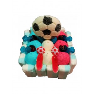 BALLON DE FOOTBALL EN BONBONS BLEU, BLANC, ROUGE - La Folie du Bonbon