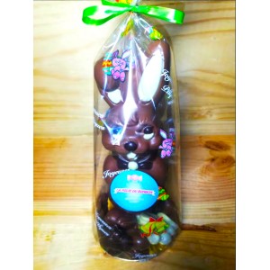 GRAND LAPIN LAIT OU NOIR AVEC SES PETITS LAPINS 3 CHOCOLATS.