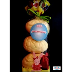 SACHET OEUF TRIO PAQUES BLANC 150g