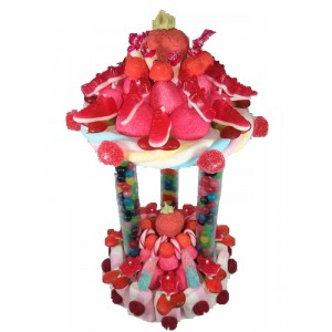 PIECE MONTEE 2 NIVEAUX PETIT SOCLE FRAISE
