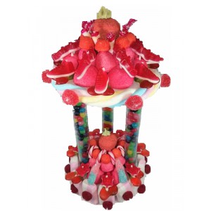 PIECE MONTEE 2 NIVEAUX PETIT SOCLE FRAISE